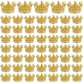Mabor 100Pcs Crown Charms, Mini Crowns for Crafts, 3D Gold King Crown Beads Large Hole Spacer Beads for DIY Jewelry Necklace Bracelet Making Supplies