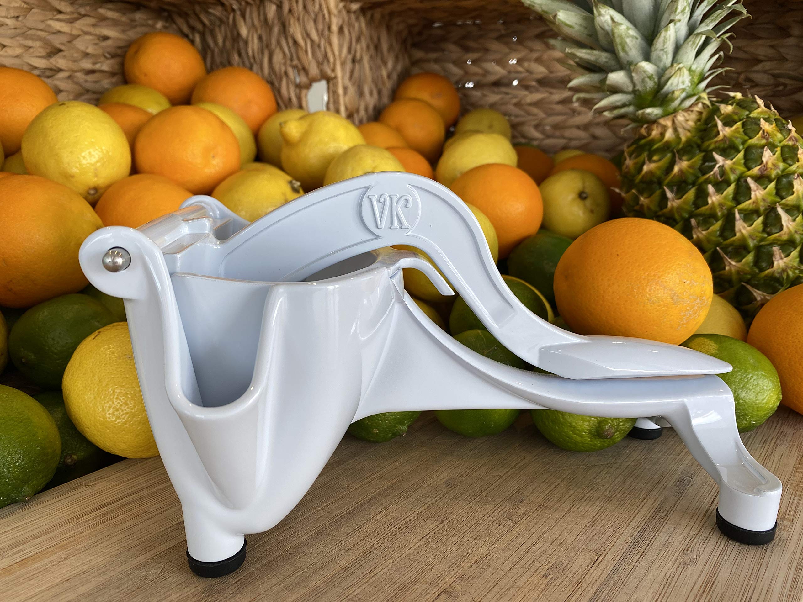 Photo 1 of Manual Juicer - The Original Press from Vintage Kitchen. Durable, Easy-to-Clean, Professional Citrus Juicer. Premium White Powder Coating - Dishwasher Safe. Press Lemons, Oranges, Limes and More