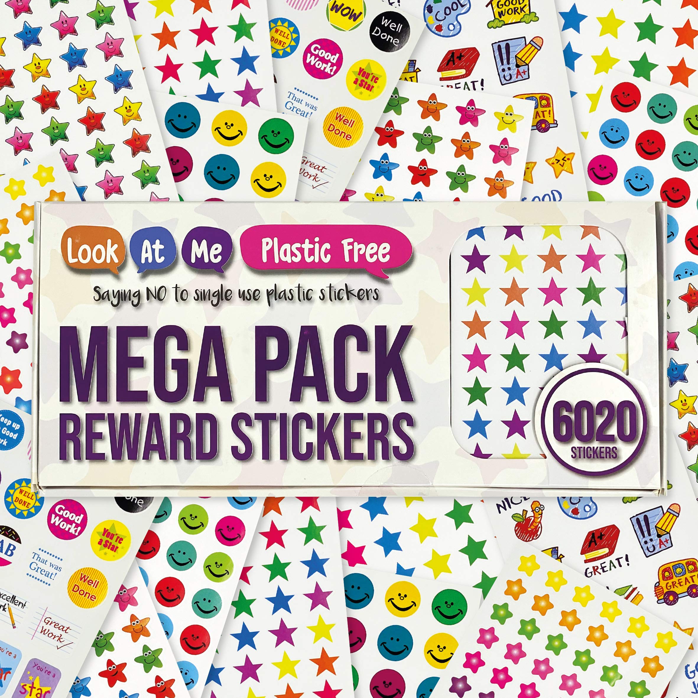 6000+ Reward Stickers for Children – Bulk Incentive & Behaviour Chart Stickers for Teachers & Parents – Stars, Smiley Faces for Classroom, Home, Crafting & Decorating