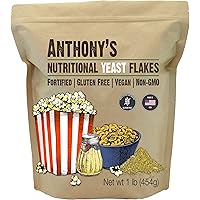 Anthony's Premium Nutritional Yeast Flakes, 1 lb, Fortified, Gluten Free, Non GMO, Vegan