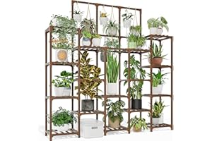 GENTINGBRO Plant Stand Indoor Outdoor 63" Tall Plant Shelf for Plants 14-Tier Large Plant Sheves for Living Room Heavy Duty Plant Rack Garden Balcony Patio Hanging Planter