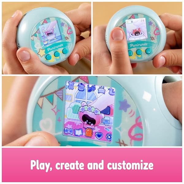 PUNIRUNES, INTERACTIVE DIGITAL TOY WITH 55 SQUISHY CHARACTERS INSIDE, REACTS TO TOUCH, COLOR DISPLAY, KIDS TOYS FOR AGES 5 AND UP