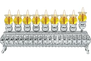 Ner Mitzvah Silver Plated Oil Wall Menorah, Fits Standard Chanukah Oil Cups and Large Candles, 3 inch High