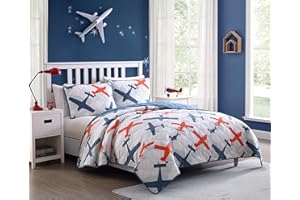 Kute Kids Children's Quilt Set - Multiple Styles for Boy's and Girl's Beds with Fun Designs and Colors to Match with Sheet Sets (Sky Flight, Twin)