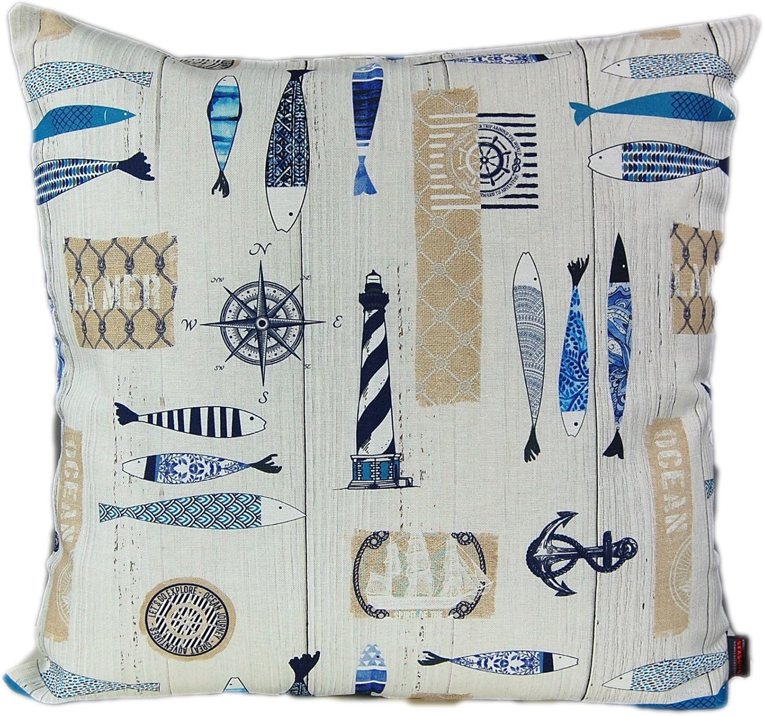Hossner Kissenhülle Maritim 50x50 cm Fische Nautik Piscis Kissen