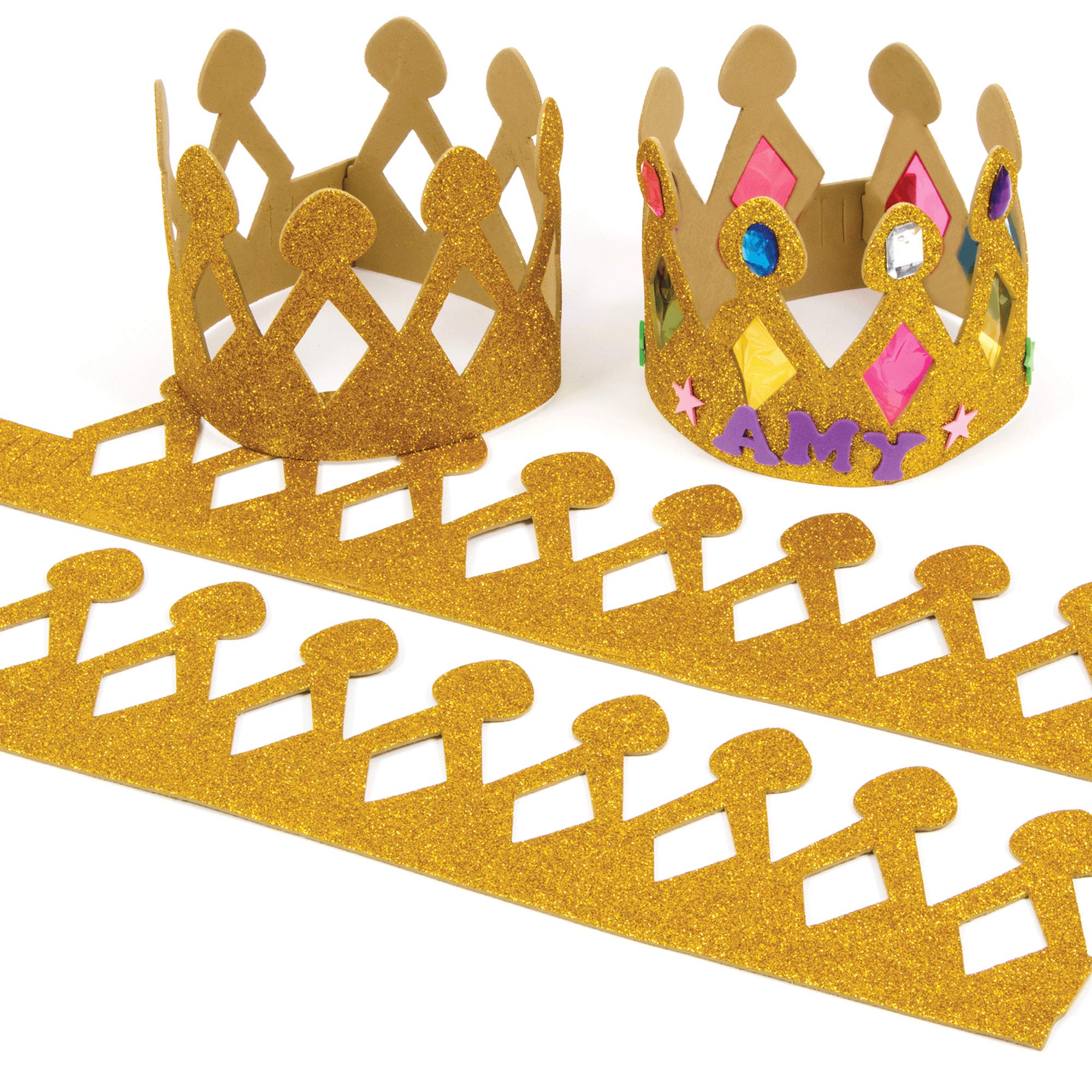 Baker Ross EF339 Gold Glitter Foam Crowns (Pack Of 5) For Kids Arts and Crafts, 57cm