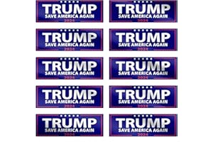 AMAZEFULL 10 Pack Donald Trump 2024 Save America Again Decal 9"x3" Bumper Sticker for Car, House, Window, Laptop (Blue)