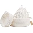 NaturalCozy 5-Piece Round Woven Basket Set - Cotton Rope Organizers For Home Decor