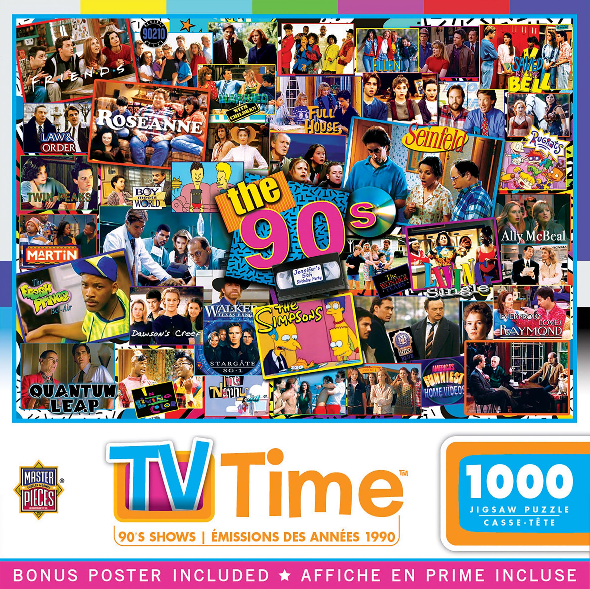 MasterPieces TV Time Puzzles Collection - 90s Shows 1000 Piece Jigsaw Puzzle