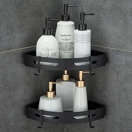 Hoomtaook corner shower shelf with drill free adhesive mounting and 22 lb hold