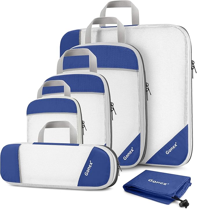 Compression Packing Cubes Mesh Organizers L+M+S+XS+Slim+Laundry Bag Deep blue best packing cubes