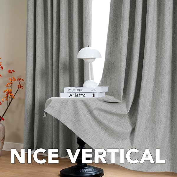 H.VERSAILTEX PINCH PLEATED FULL BLACKOUT CURTAINS LINEN BLENDED CHENILLE BLACKOUT CURTAINS 84 INCH LENGTH 2 PANELS SET THERMAL INSULATED FARMHOUSE NEUTRAL TRACK DRAPES WITH HOOKS, HEATHER DOVE GRAY