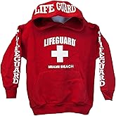 Lifeguard Kids Miami Beach Florida Life Guard Sweatshirt Red Hoodie (Youth Sm...
