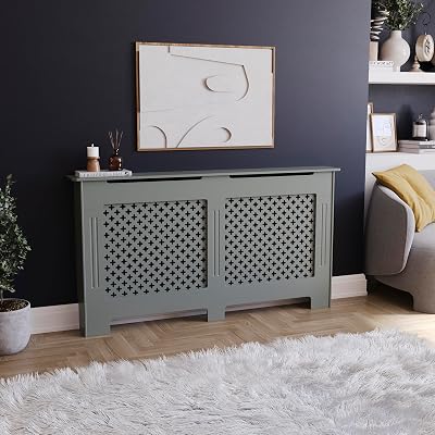 Vida Designs Oxford Radiator Cover Olive Grey Large H82xW152xD19cm