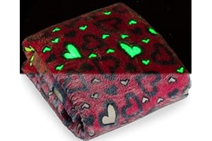 SP HOME GOODS VaGlow in The Dark Throw Blanket Valentine's DayGift for Girls and Kids Ages 4-14 and for Grandkids - [Pink Hearts] 50 x 60 Inches Fun, Cozy Fleece Throw Blanket