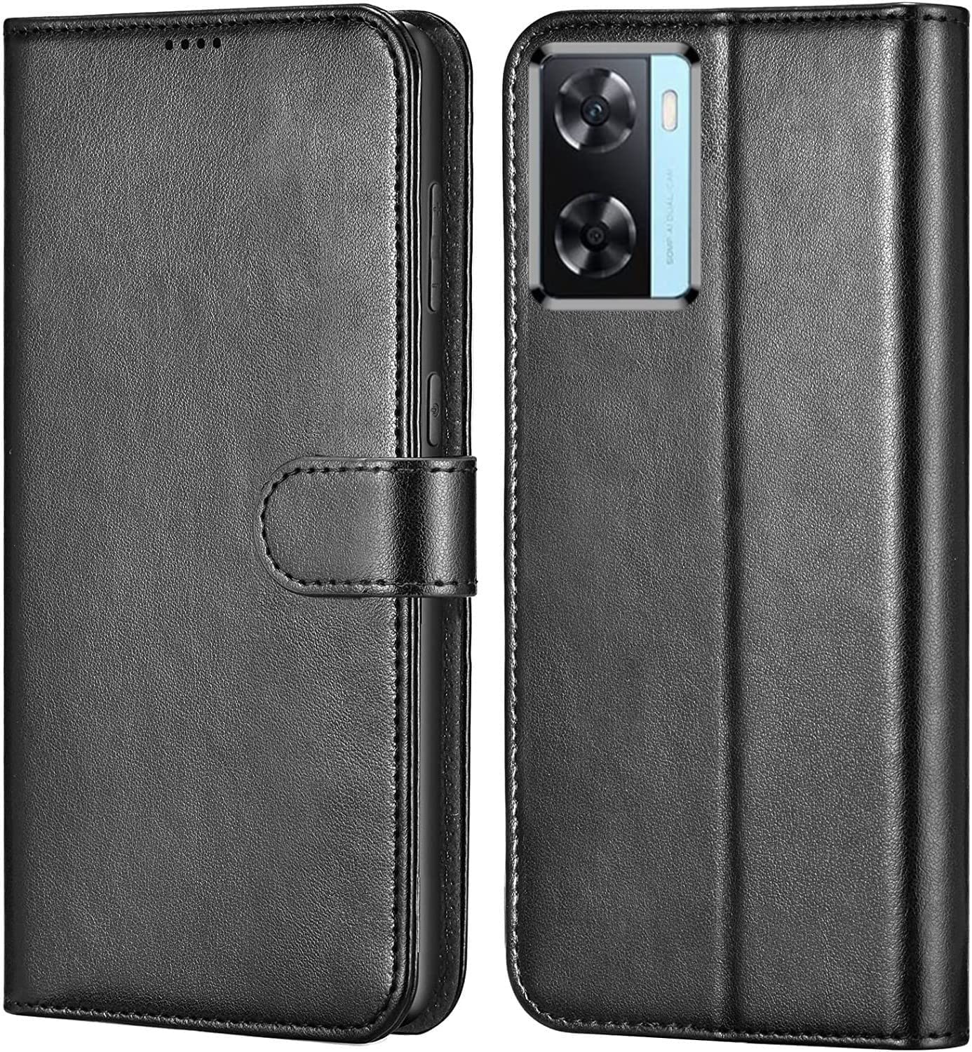 AMAZE!UK Phone Case For Oppo A57s, Oppo A77s Flip Book Phone Case with Kickstand,Full Protection Case with Magnetic Closure fit for Oppo A57s, Oppo A77s (Black)