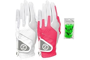 Zero Friction Ladies Compression-Fit Synthetic Golf Glove 2 Pack, Includes free tee pack, Universal-Fit