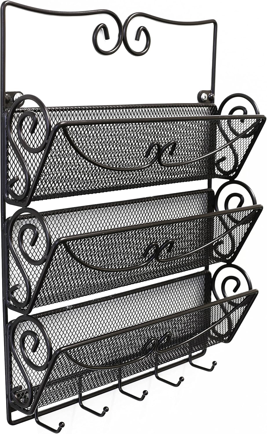 DecoBros Wall Mount 3 Tier Letter Rack Organizer w/Key Holder, Bronze: Home & Kitchen