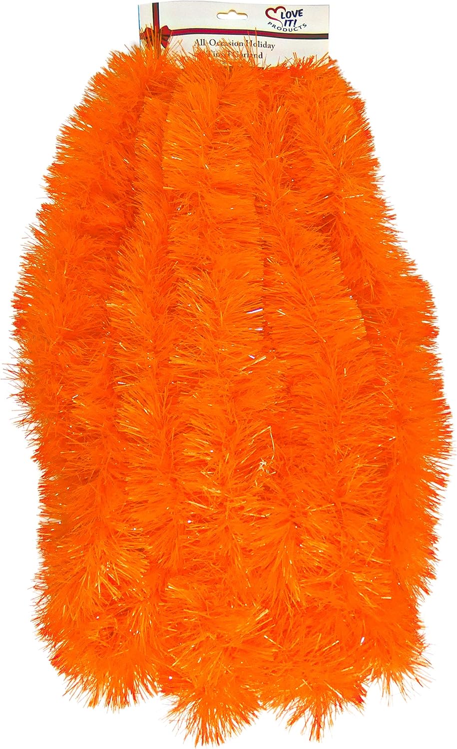 Wreaths, Garlands & Swags - Tinsel Garland 25 ft. Perfect for Holiday, Memorial Day, Christmas, New Year's, Celebrations, Festivities, Special Events, Birthdays, Decorative Accents (Orange, 25 ft Long-Thick)