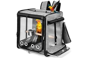 SUERTREE Bird Carrier Bag with Indestructible Stainless Steel Mesh X-Large, Cockatiel Travel Cage with Stand, Parrot Backpack