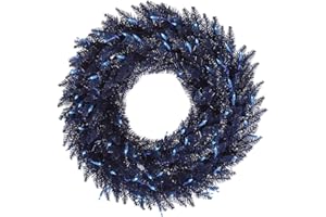Vickerman 24" Navy Blue Fir Artificial Christmas Wreath, Blue Dura-Lit LED lights. - Faux Fir Christmas Wreath - Indoor Seasonal Home Decor