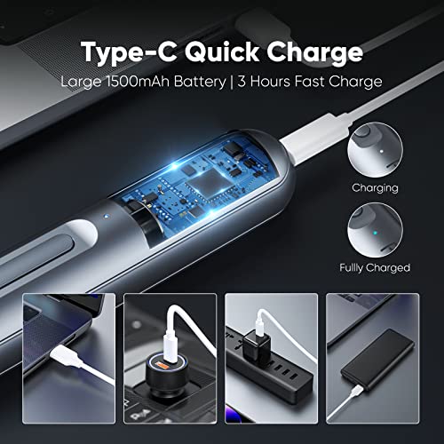 Electric Screwdriver, PKEY Mini Electric Screwdriver Cordless with 10 Magnetic Bits, Type-C Rechargeable 1500mAh Battery, Portable Repair Tool Kit for Door Lock, Computer, Bicycle, Printer, Appliances