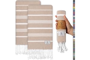 Ossano Hand Towels for Bathroom - Decorative and Quick Dry Towels for Bahtroom and Kitchen - Versatile - Tea, Drying, Dish, Guest, Turkish Hand Towels (30"x18") (Set of 2) - Beige