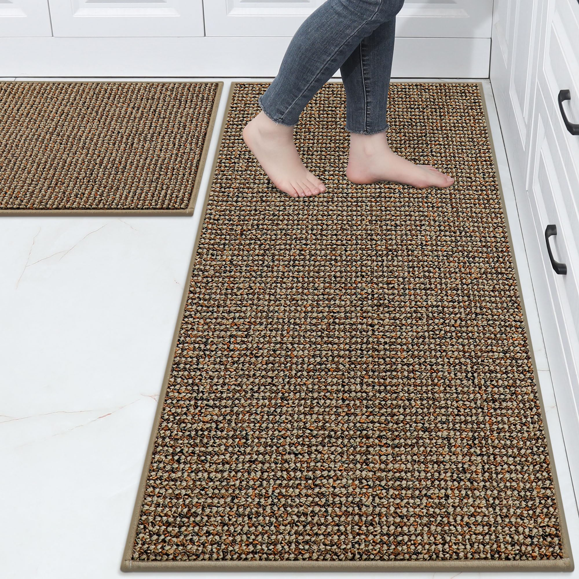 Photo 1 of BEQHAUSE Kitchen Rugs and Mats 2PCS, Non-Slip Kitchen Mats for Floor, Absorbent and Stain Resistant Kitchen Runner, Machine Washable Rugs for Kitchen, Laundry & Sink, 24"x36"+24"x60", Taupe