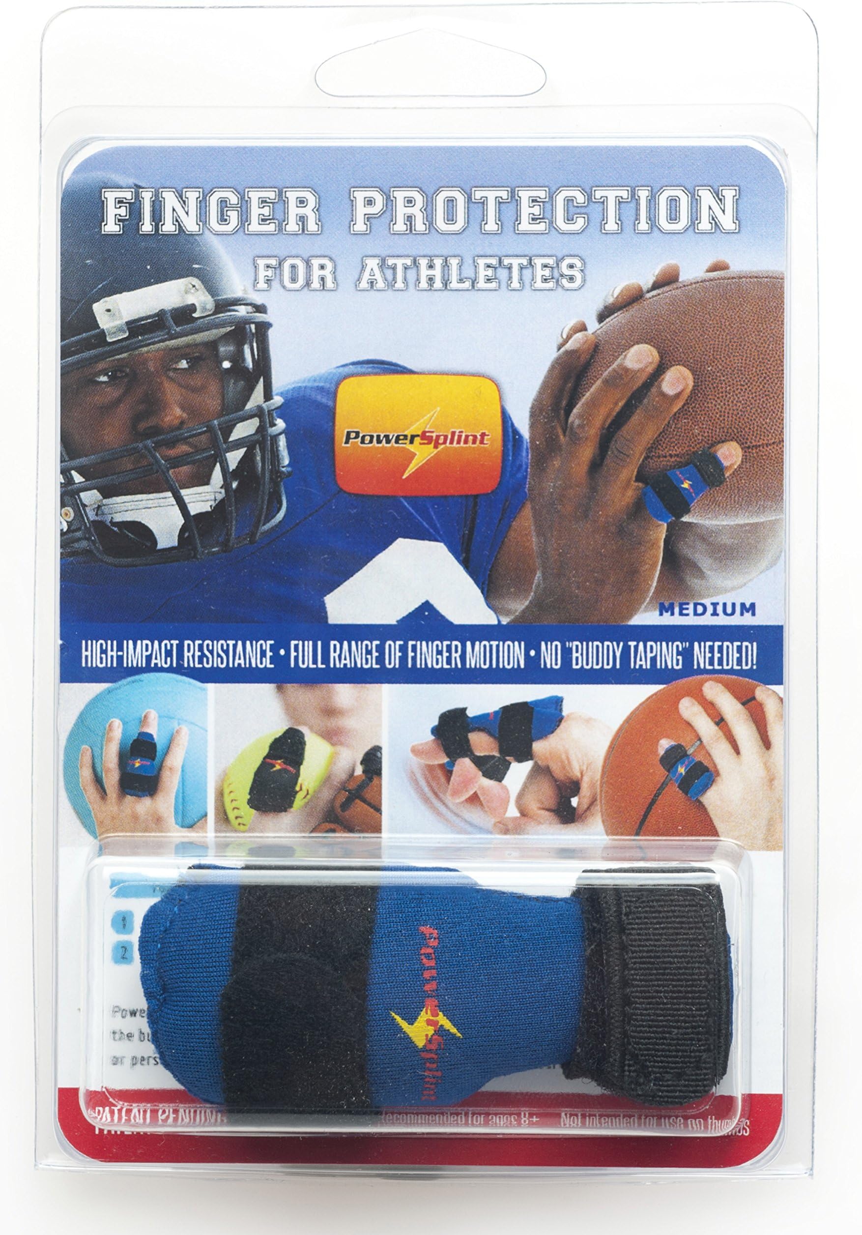 PowerSplint PRO - sports finger splint guard protector (blue, medium)