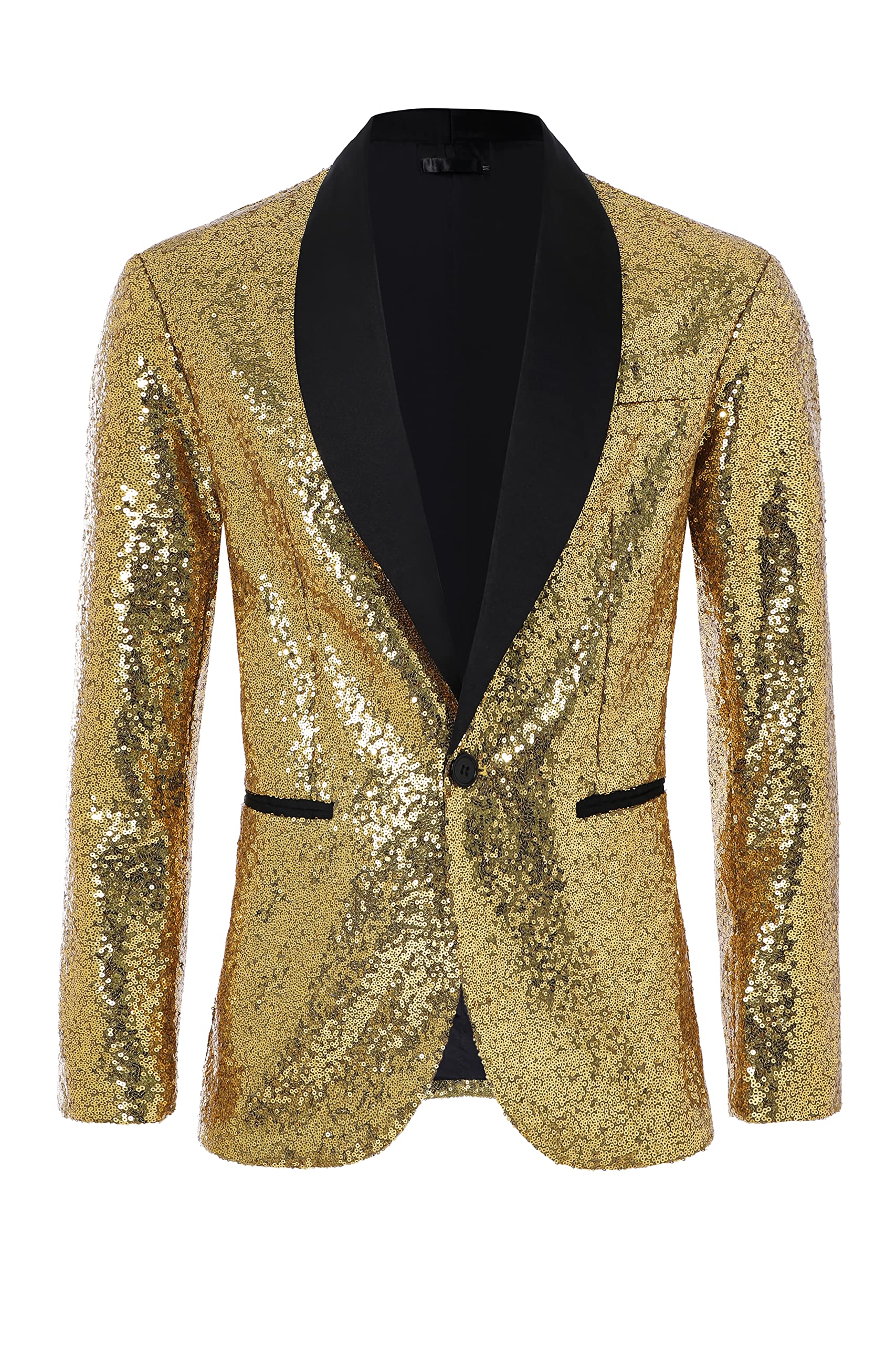 Photo 1 of Coucoland Gold Sequin Jacket-Sparkly Blazer 70s Outfits for Men Disco Costume(Gold,L)