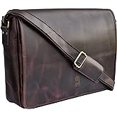 Leather Messenger Bag for Men 16" Full Grain Leather Laptop Bag Vintage Crossbody Office Satchel Travel Shoulder Bag