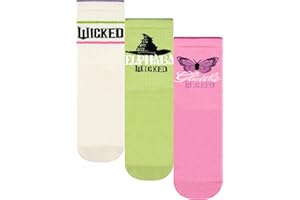 WICKED Girls Socks Pack Of 3, 3 Pack Multipack Glinda And Elphaba Kids Socks, Official Merchandise