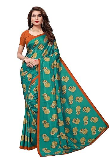 Winza Designer Womens kalamkari bhagalpuri Saree With Blouse (GOPALA)