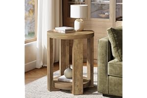 Tribesigns Side Table, 2-Tier Round End Table, Small Bedside Accent Furniture for Living Room, Bedroom (1, Brown)