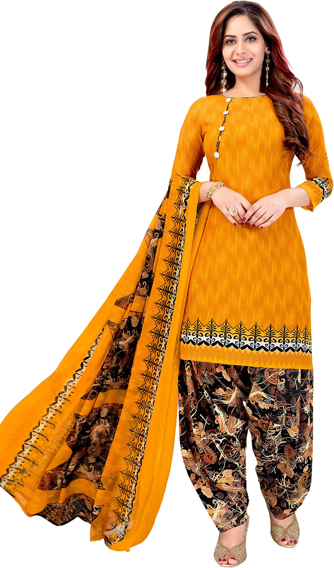 Monira Women's Crepe Unstitched Salwar Suit