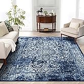 vivorug 6x9 Area Rugs, Stain Resistant Washable Rug for Living Room, Vintage-Inspired (Navy Blue, 6'x9')