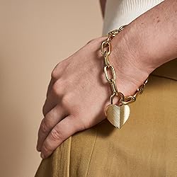 Fossil Women's Harlow Linear Texture Heart