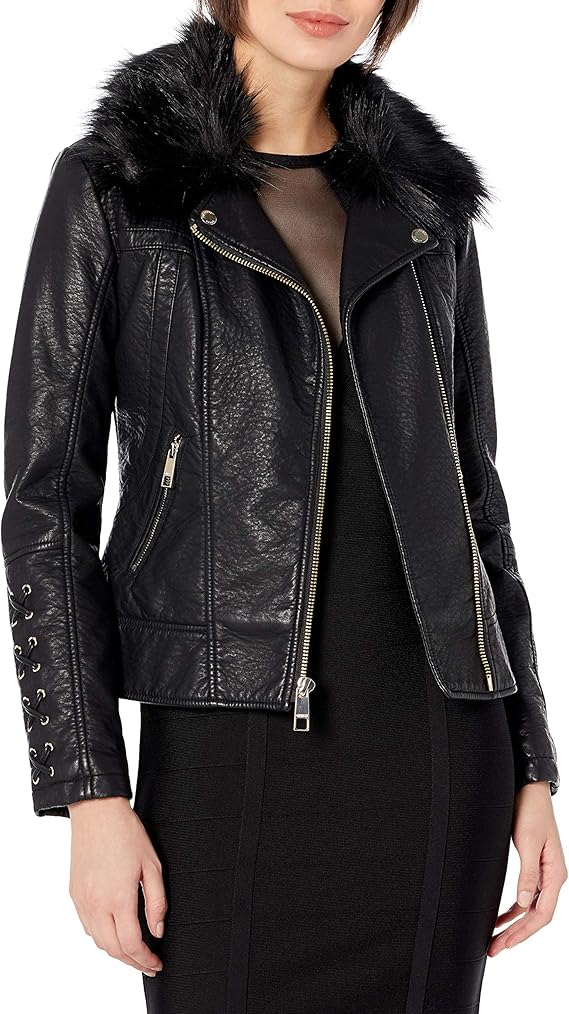 guess women's leather jacket