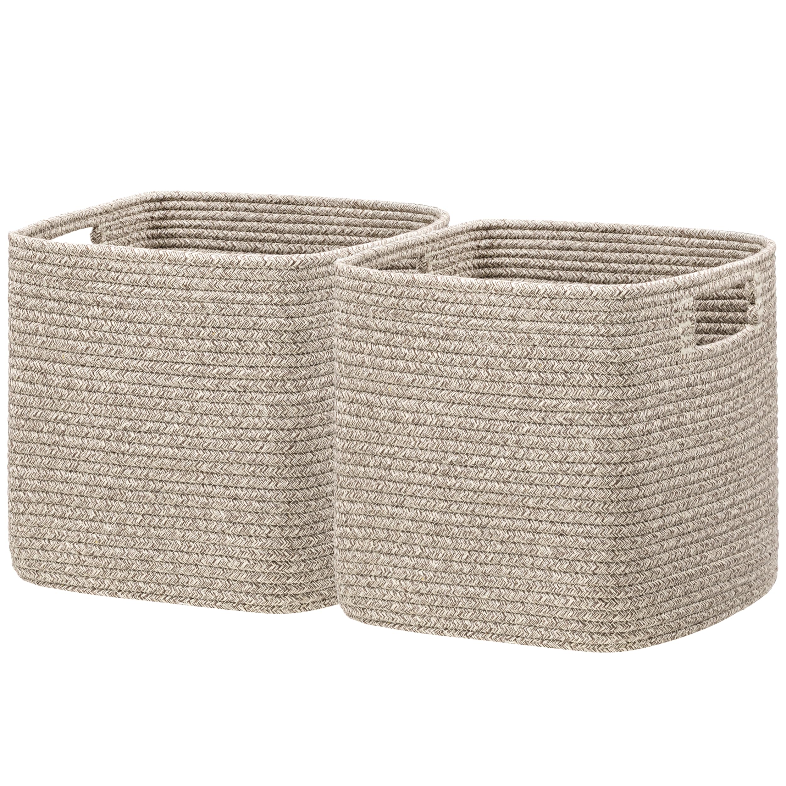 UBBCARE Storage Cubes 11 Inch, Cotton Rope Woven Baskets for Organizing, Cube Storage Bin for Baby Nursery, 2-Pack Square Toy Storage Baskets for Shleves Organizer, Closet, Kidsroom, All Browm
