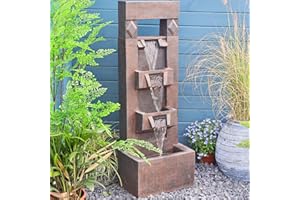 SERBILHOME 40.94’Tall Water Fountain Outdoor Clearance with Lights Pump,4 Tier Waterfall Fountain Garden Outdoor Fountains and Waterfalls for Garden,Backyard,Patio,Office,Home Decor