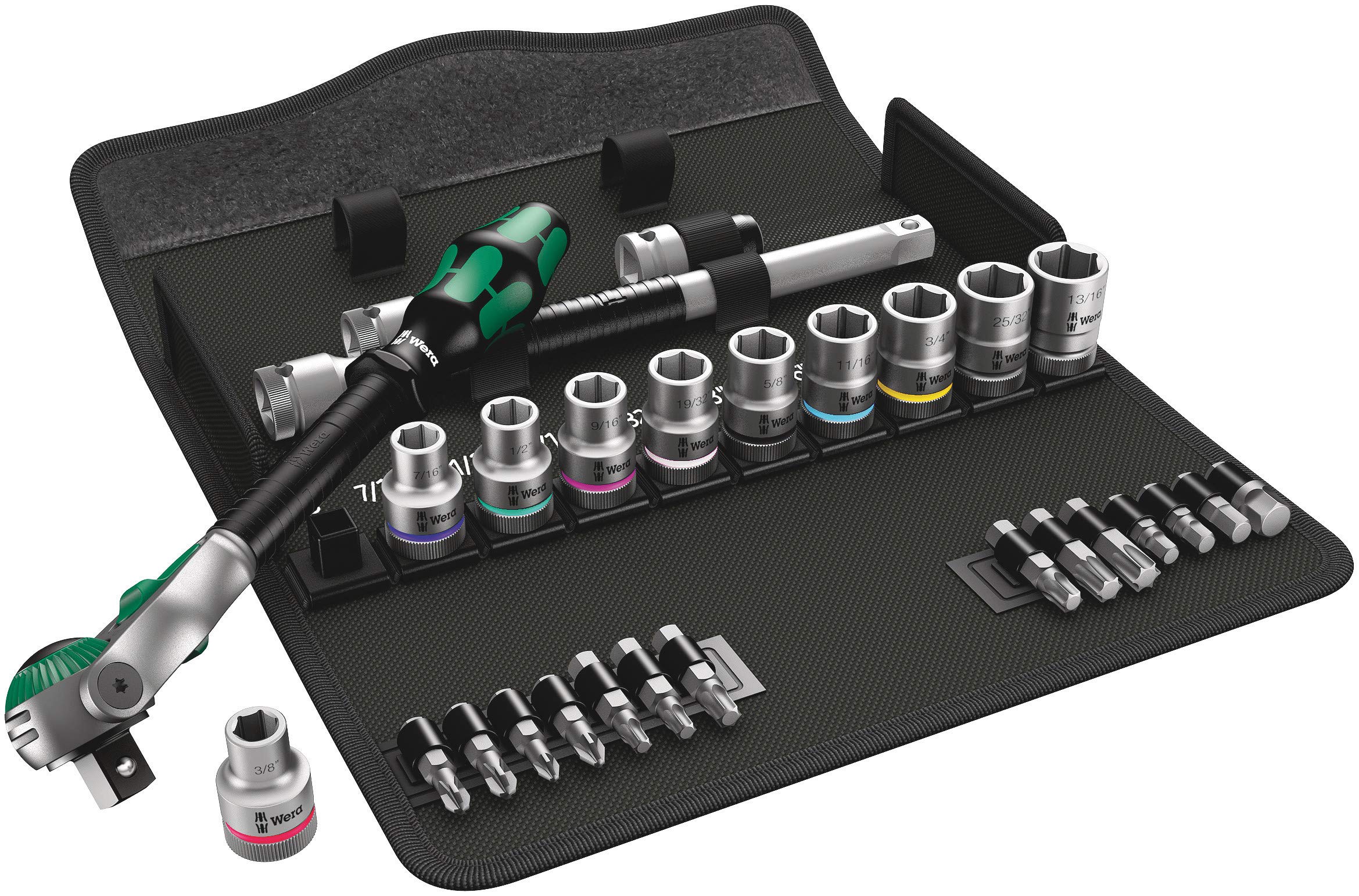 Wera 05004079001 1/2-inch Drive Zyklop 8100 SC9 Metal-Speed Multi-Function Ratchet and Socket Set (28 Pieces)