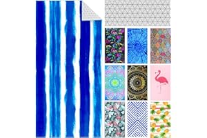 GENOVEGA Oversized Microfiber Pool Sandproof Beach Towel - 72"x36"Quick Fast Dry Sand Free Proof Extra Large Big Outdoor Travel Swim Micro Fiber Blanket Yoga Mat Personalized Gift for Adult Blue Tie Dye Stripe