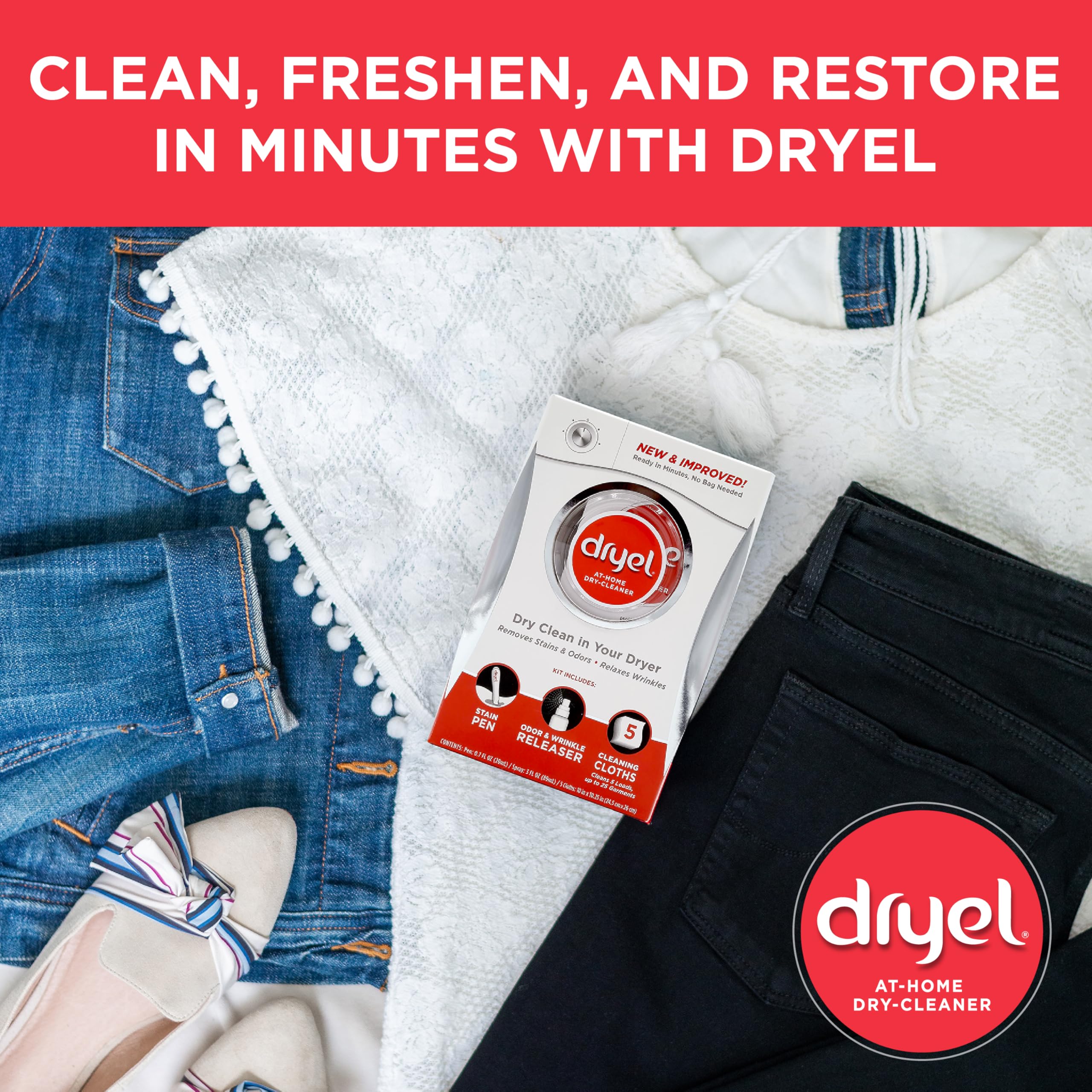 dryel At-Home Dry Cleaner Refill, New and Improved, Gentle Laundry Care for Special Fabrics and Dry-Clean-Only Clothes, 12 Loads with On-the-Go Stain Remover