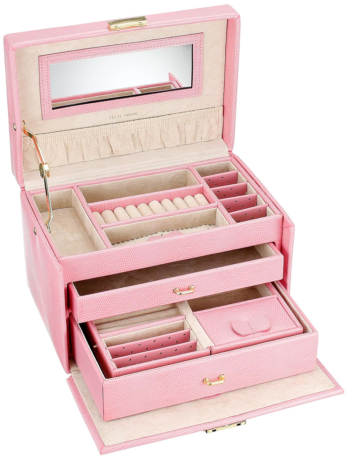 Jewelry Box Genuine Leather Pink Large With