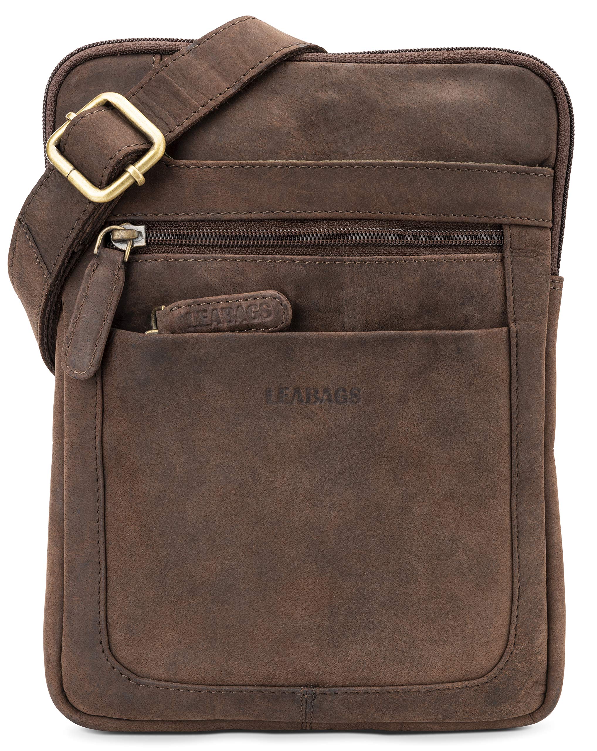 LEABAGS Detroit Leather Shoulder Bag I Small genuine buffalo leather shoulder bag with vintage look I Messenger Bag I Office Bag I Business Bag I Men's Handbag I 21x26x2 cm