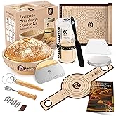 Sourdough Starter Kit with 9" Round Banneton Proofing Basket and 24oz Starter Jar - Beginner-Friendly Sourdough Bread Baking Supplies and Baking Gifts for Women, Men, and Bread Bakers