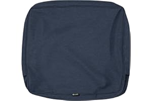 Classic Accessories Montlake Water-Resistant 23 x 20 x 4 Inch Outdoor Back Cushion Slip Cover, Patio Furniture Cushion Cover, Heather Indigo Blue, Patio Furniture Cushion Covers