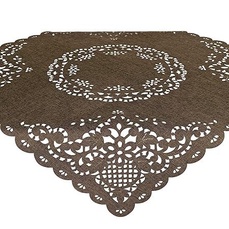 Tischdecke Bella, 85x85 cm, braun, Moderne Mitteldecke mit Lasercut