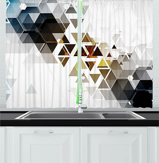 Amazon Com Ambesonne Modern Kitchen Curtains Abstract Technology