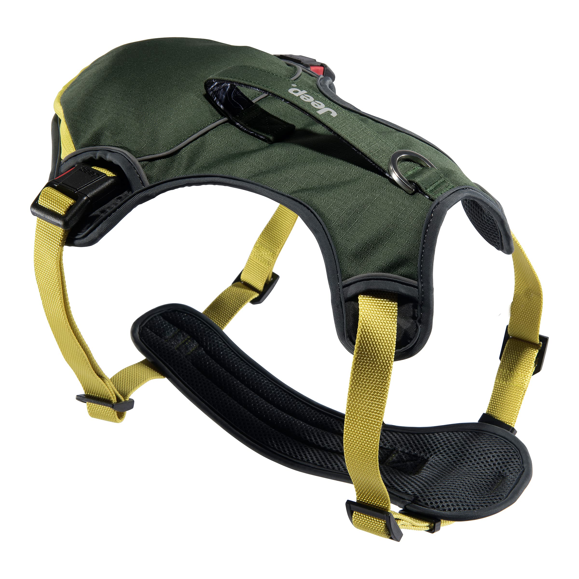Jeep Off-Road Dog Harness, Adjustable Webbing Harness with Ripstop Shell Fabric and Quick Grab Handle, Olive Green, Small